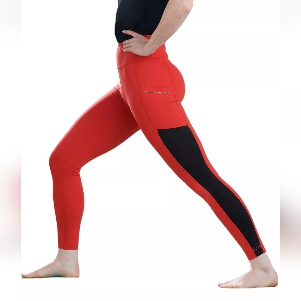 MIND BODY LOVE- Women's Red and Black Athletic Leggins XLT